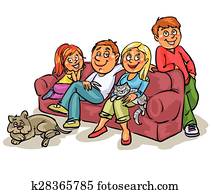 Family on a sofa