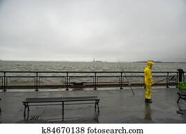 fisherman at the Battery Park in New York City, USA fisherman at the Battery Park in New York City, USA