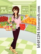 frau- einkaufen, lebensmittelgeschäft