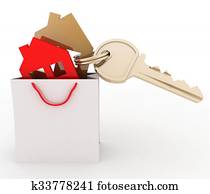 House symbol set in paper bag