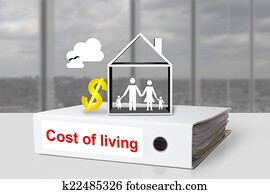 kontor, springbind, omkostning af leve, familie