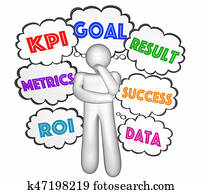 KPI Key Performance Indicator Thought Clouds Thinker Goals 3d Illustration KPI Key Performance Indicator Thought Clouds Thinker Goals 3d Illustration