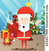 Santa Claus singing.