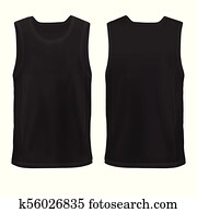 Vector Mock-up Black Man`s sleeveless shirt front+back Hip Hop