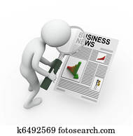 3d man searching business news 3d man searching business news