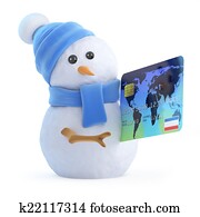 3d Snowman pays with a debit card