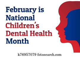 February is National Childrens Dental Health Month - NCDHM. Template for background, banner, card, poster with text inscription. Vector EPS10 illustration.