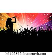 Female singer with crowd Female singer with crowd