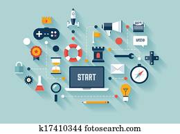 gamification, 在, 生意概念, 插圖