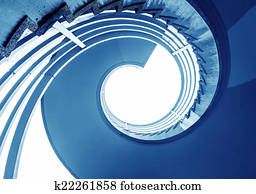 Geschwungene treppe, mit, holz, geländer Stock Fotograf | k3187776