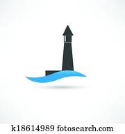 lighthouse and wave icon lighthouse and wave icon