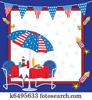 patriótico, piquenique, convite