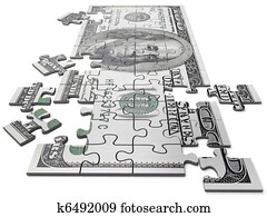 Puzzle in the form of currency of the USA