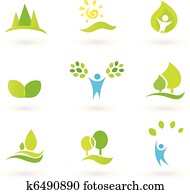 Tree, leaves and ecology vector icon set (blue and green) Tree, leaves and ecology vector icon set (blue and green)