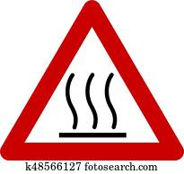 Warning sign with hot surface Warning sign with hot surface