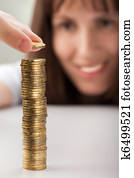 Women hand holding coins