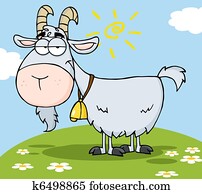 ziege, karikatur, zeichen, auf, a, hil ziege, karikatur, zeichen, auf, a, hil