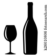 מבריק, בקבוק של יין, ו, כוס