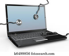 שרת, ל, מחשב נייד, repair., מחשב נייד, ו, סטטוסקופ