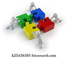 3d small people - team with the puzzles 3d small people - team with the puzzles