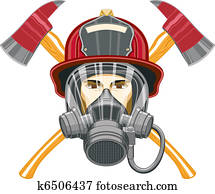 Firefighter with Mask and Axes Firefighter with Mask and Axes