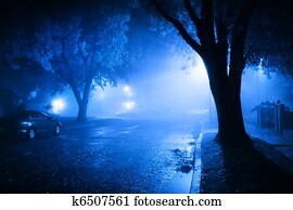 Foggy street at night Foggy street at night