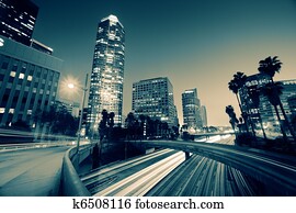 Freeway traffic in downtown Los Angeles Freeway traffic in downtown Los Angeles