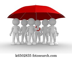 Group of people under the umbrella