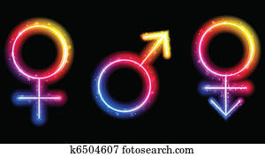 hím, női, és, transgender, nem jelkép, lézer, neon