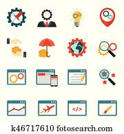 Internet marketing flat icons set Internet marketing flat icons set