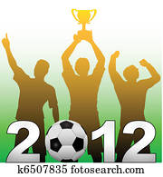 joueurs football, célébrer, 2012, saison, football, victoire