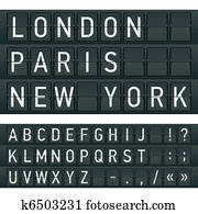 letras, ligado, um, mecânico, horário