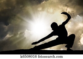 Man Practises Martial Arts Background Man Practises Martial Arts Background