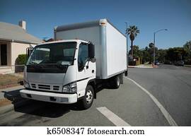 Moving truck on street Moving truck on street