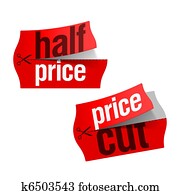 pris, skære, og, halve, pris, stickers