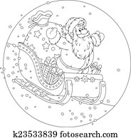 Santa Claus sledding with gifts Santa Claus sledding with gifts