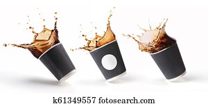 splashes of coffee in a paper cupt splashes of coffee in a paper cupt