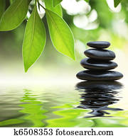 Zen stones pyramid on water surface