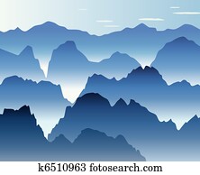 blue morning mist in the mountains