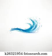  blue water wave, abstract vector symbol
