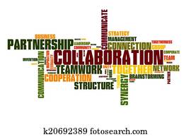 colaboración, palabra, nube