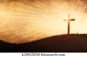 Grunge cross on a hill Grunge cross on a hill