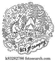 lets, gå, camping, enhörning