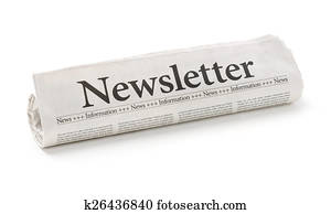 Rolled newspaper with the headline Newsletter Rolled newspaper with the headline Newsletter