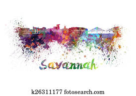 Savannah skyline in watercolor Savannah skyline in watercolor