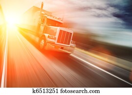 Truck on freeway Truck on freeway