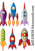 vector set of stylized space retro rocket ships vector set of stylized space retro rocket ships