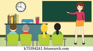 Classroom with children. Teacher woman at the blackboard. Educational concept. Classroom with children. Teacher woman at the blackboard. Educational concept.