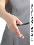 Close up of a business woman hand handshaking