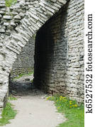 passagem, em, a, fortaleza, parede